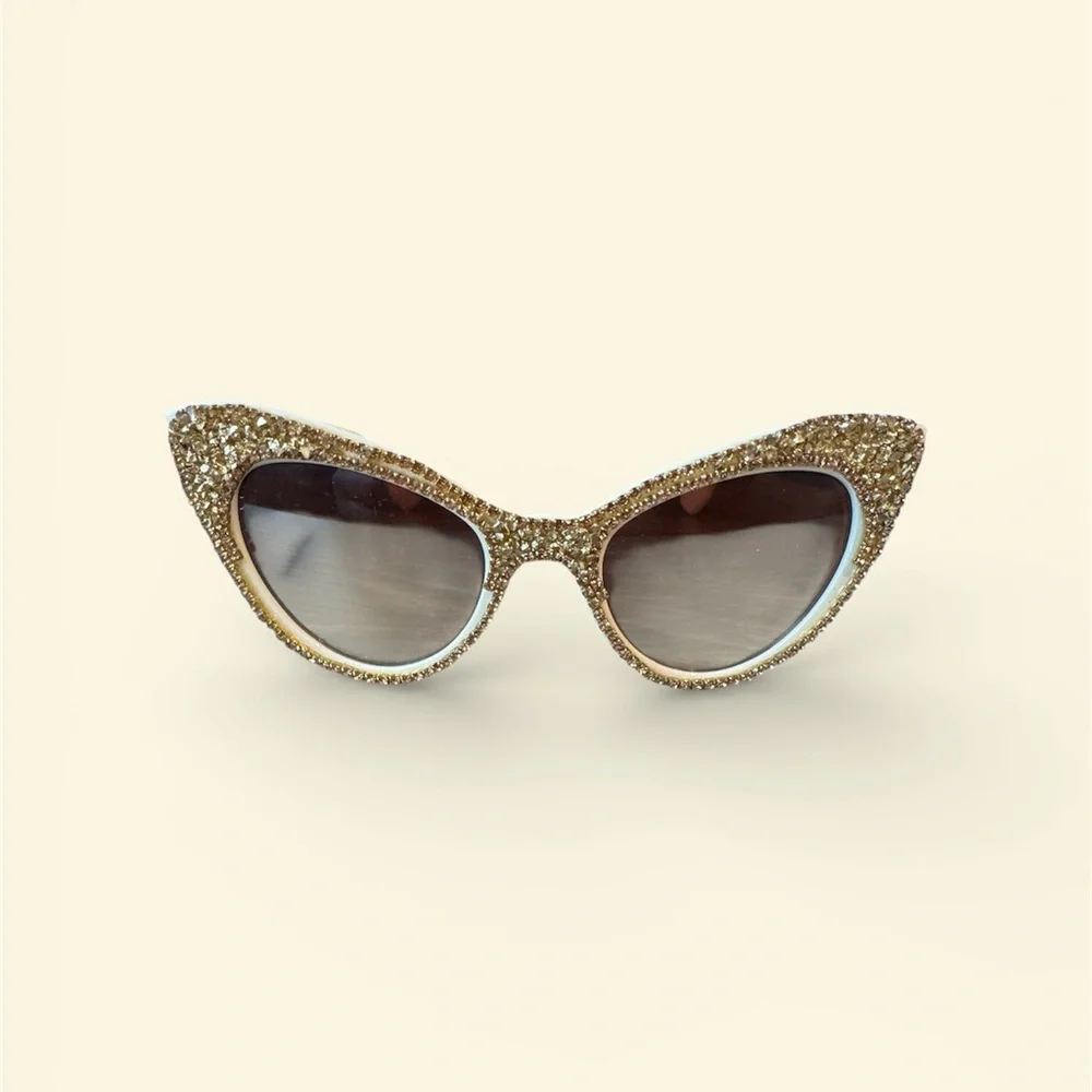 Gold Rhinestone Cat-Eye Sunglasses